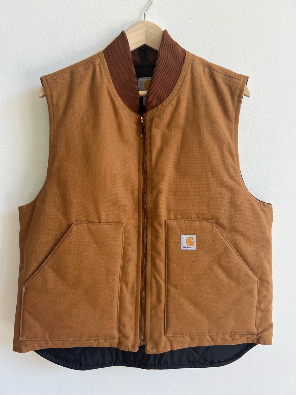 Carhartt NWOT Men's V01 Relaxed Fit Firm Duck Rib Collar Insulated Brown Vest